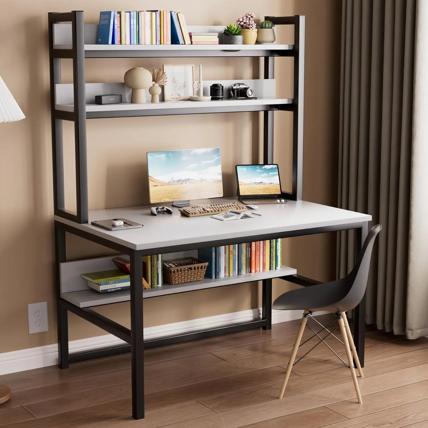 Gaming Desk With Hutch - Meja Komputer dengan Rak, Meja Gaming