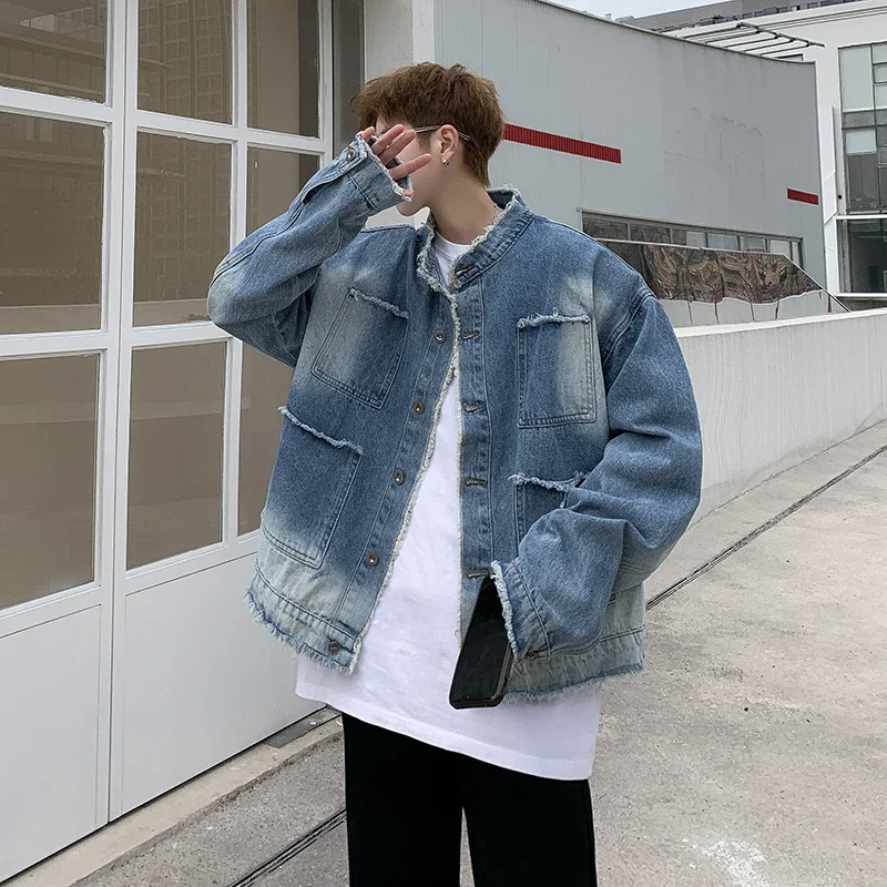 Jaket Denim Raw Edge Hip Pop R - Coat Rack Standing ulasan dan harga