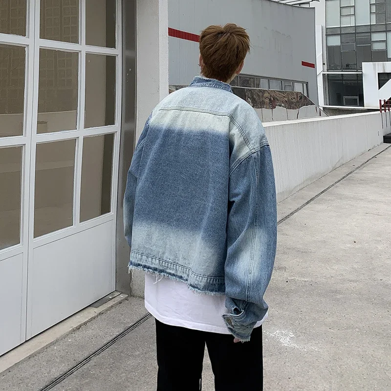 Jaket Denim Raw Edge Hip Pop R - Coat Rack Standing ulasan dan harga