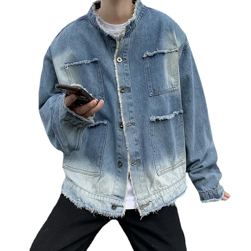 Jaket Denim Raw Edge Hip Pop R - Coat Rack Standing ulasan dan harga