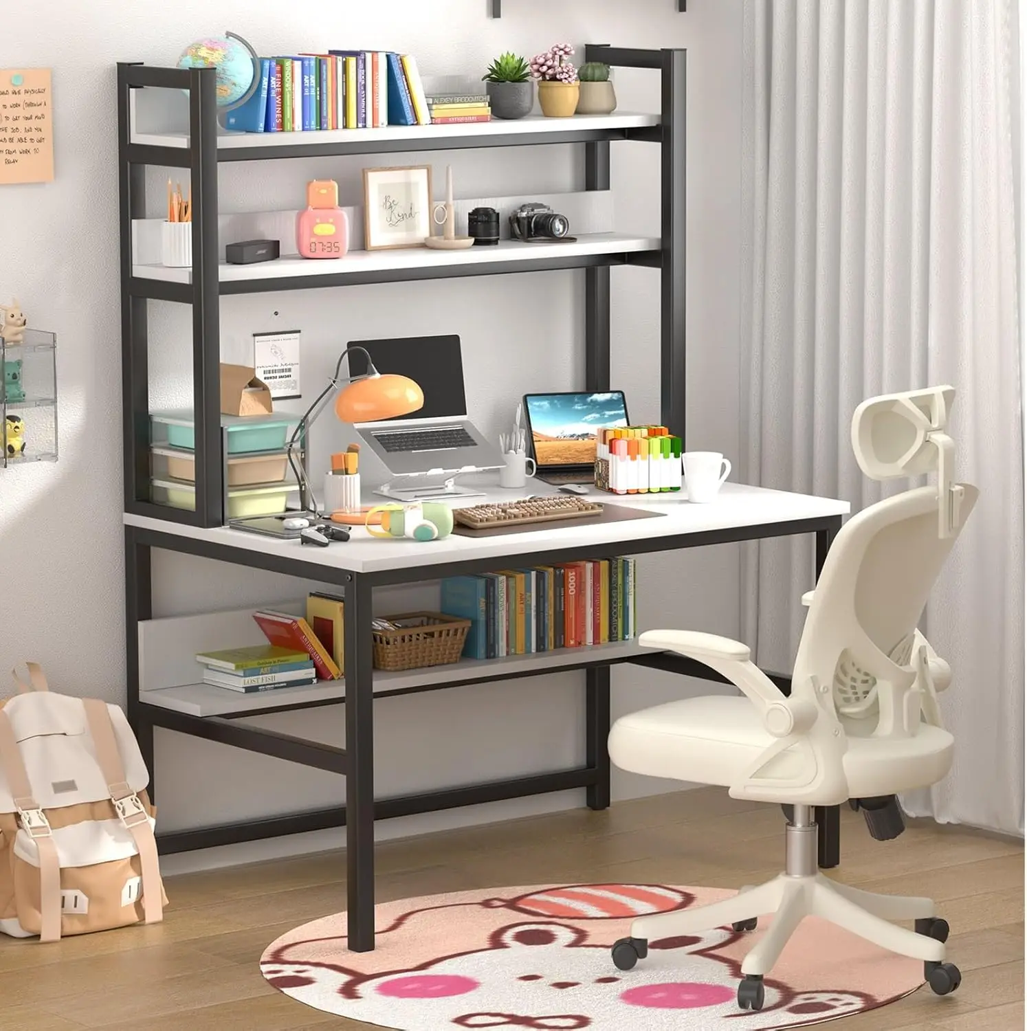 Meja Komputer dengan Rak, Meja - Gaming Desk With Hutch ulasan dan harga