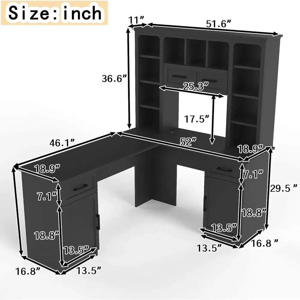 Meja Kantor Bentuk L dengan Pe - Gaming Desk With Hutch ulasan dan harga