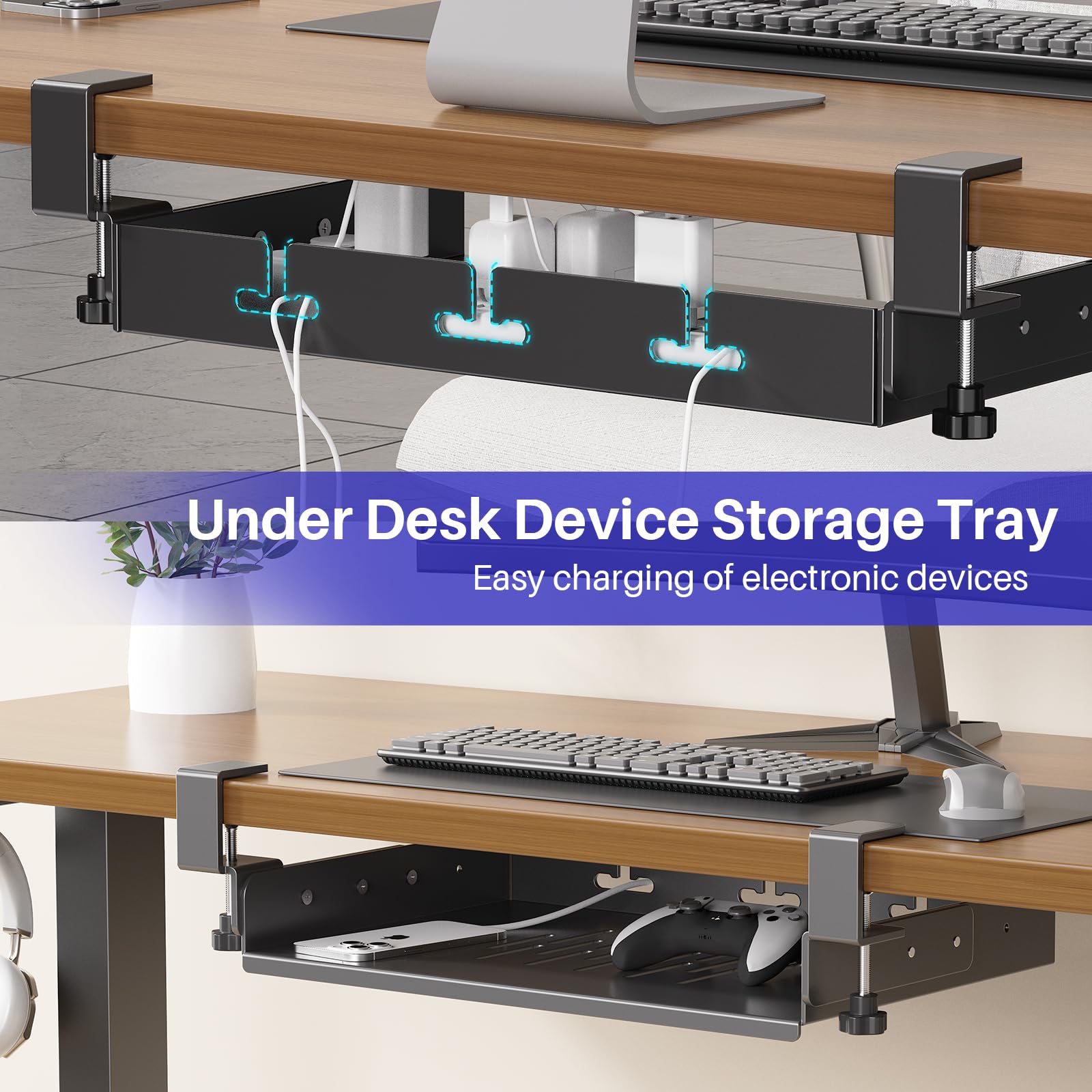 Rak Laptop Tanpa Bor di Bawah  - Gaming Desk With Hutch ulasan dan harga