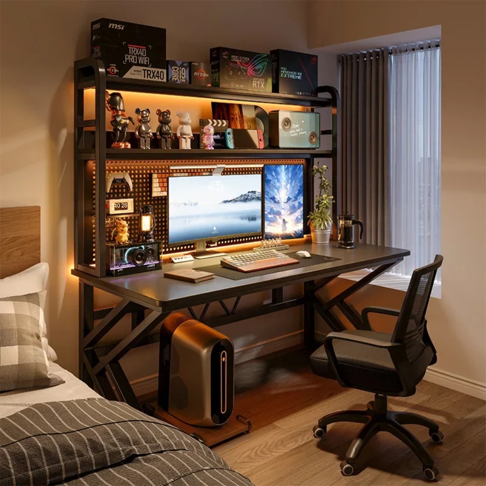 Meja Gaming dengan Rak Buku da - Gaming Desk With Hutch ulasan dan harga